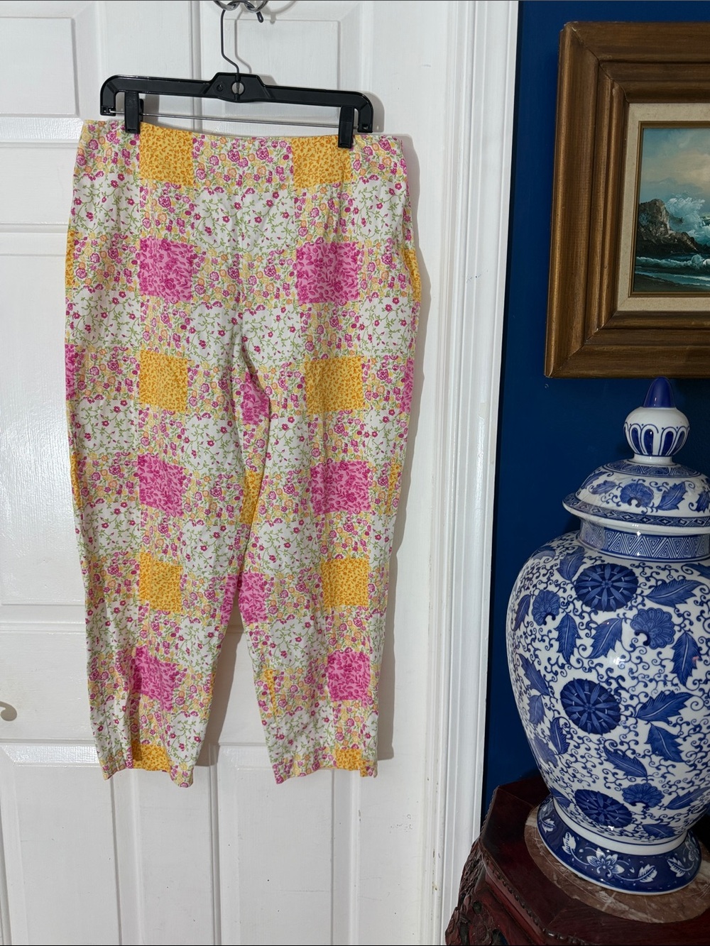 Talbots Vintage Floral Patchwork Print Pants Size 16